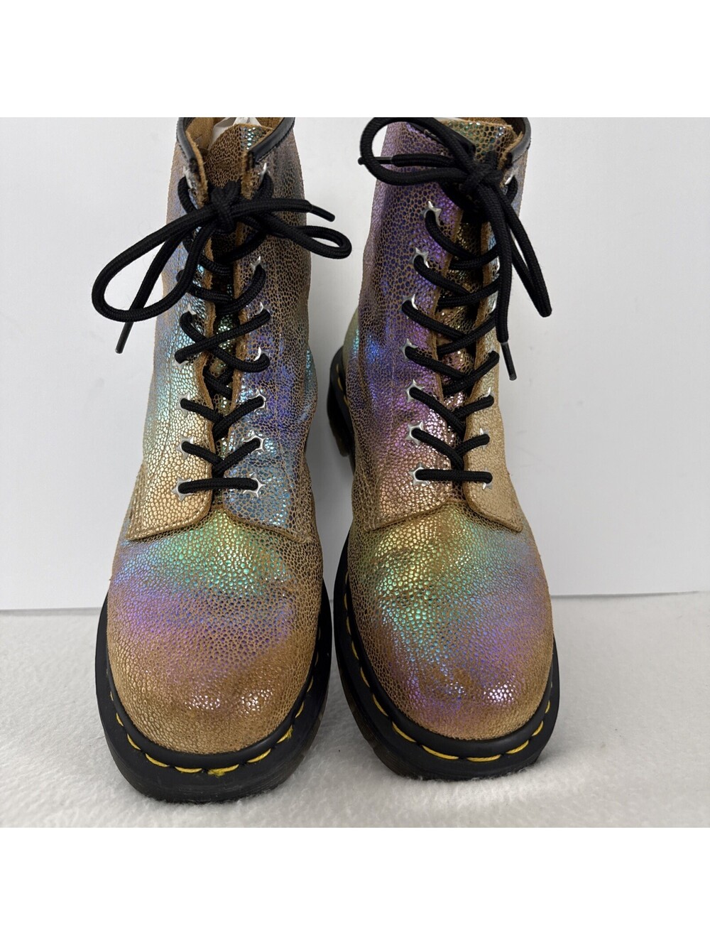 Dr. Martens 1460 Women’s Iridescent Metallic Leather Lace-Up Ankle Boots 9 - Picture 4 of 7